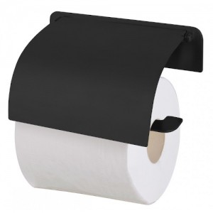 Държач за тоалетна хартия с капак Елинор Черен ICA 5551-2B