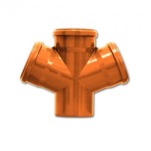 PVC разклонител ф110/110/110 мм - 67° оранжев