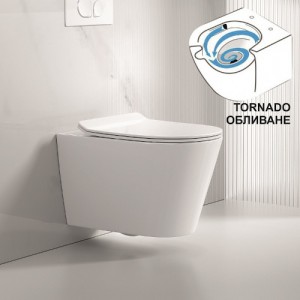 Конзолна тоалетна чиния Торнадо ICC 5237 с плавно падаща дъска