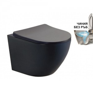 Конзолна тоалетна чиния ICC 4937B Черен мат с плавно падаща дъска
