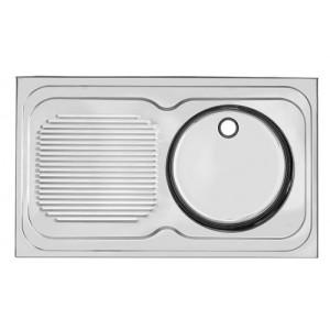 Кухненска мивка Алпака с борд еднокоритна с отцедник 100/60 см