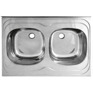 Кухненска мивка Алпака с борд двукоритна  80/60 см