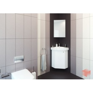 Долен шкаф за баня КАРА ъглов PVC окачен ляв
