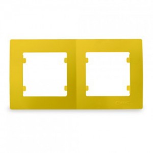 Цветна рамка за контакт/ключ двойна - Жълта