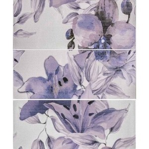 Виола декор Цветя лилав 50/60см (сет 3 плочки)  2462