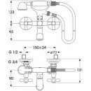 Смесител за душ/вана RETRO B1663AA с керамичен механизъм