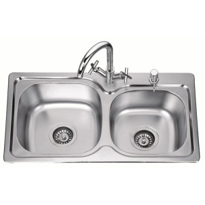 Stainless Steel Inset Sink double bowl №7639  